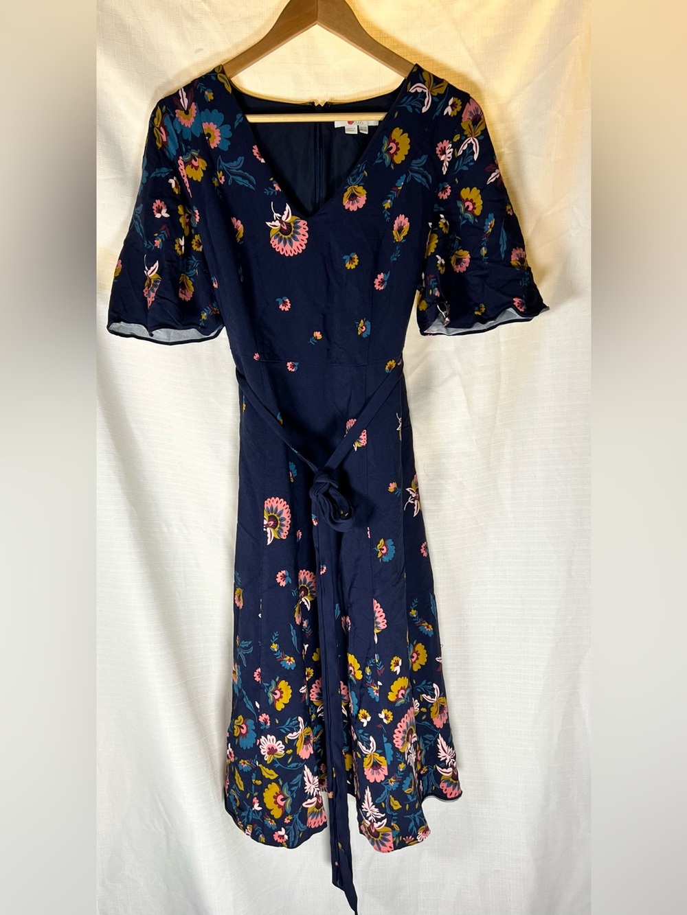 Boden Emilie Navy Floral Wrap Midi Dress size 12 Large - Picture 9 of 10